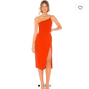 Lazo Midi Dress in Blood Orange. Size small